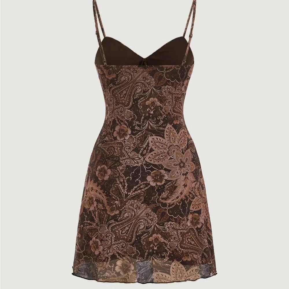 Floral Paisley Brown Dress - Picture 2 of 4